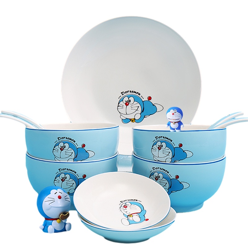 贝瑟斯 哆啦A梦16件套陶瓷餐具套装家用/送礼套装卡通碗碟盘