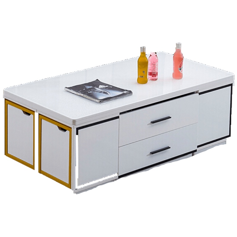 多功能升降茶几餐桌两用简约客厅北欧小户型折叠钢化玻璃大理石 黑色钢化玻璃茶几 整装安心抵