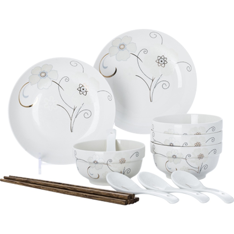 富昱景 碗碟套装家用陶瓷餐具套装 景德镇 碗盘北欧碗盘送礼26件 六人食