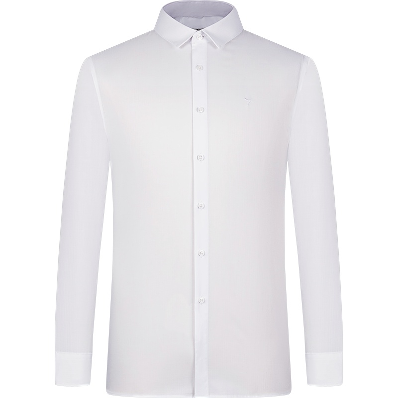 柒牌男装商务休闲正装长袖衬衫2021春秋新款修身翻领印花青年上衣