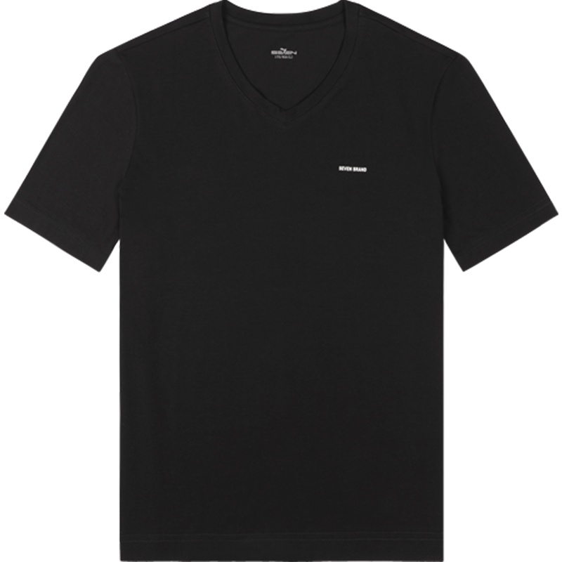 柒牌男装短袖T恤时尚青年纯色V领短t休闲弹力半袖男