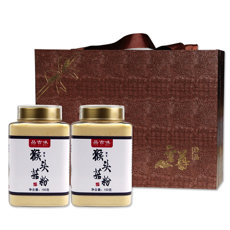 品吉味 猴头菇粉养胃粉 东北长白山纯野生粉礼盒装 300g超微破壁 纯粉无添加代餐送礼 顺丰至尊经典