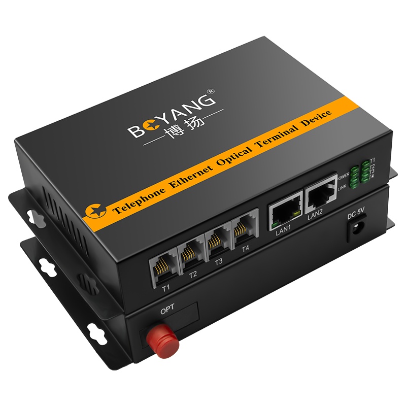 博扬 数字电话光端机4路电话+2路百兆网络 4路对讲语音+2路物理隔离以太网光纤传输 FC口 BY-4P2EV
