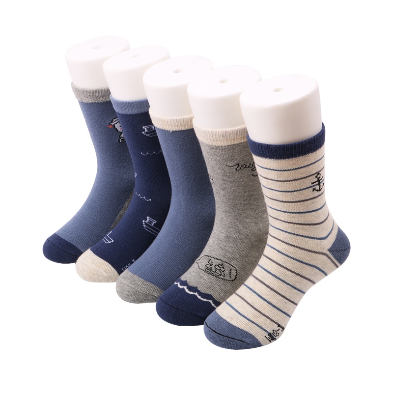 红豆(HODO)2019年夏季A类棉质居家儿童短袜其他学生宝宝四季男童儿童袜子5双装