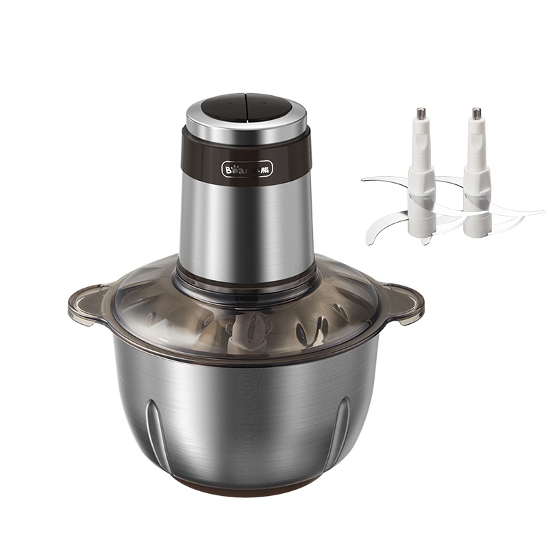 小熊(Bear)切碎机 2.5L大容量家用全自动绞肉机电动不锈钢绞馅绞菜料理机搅拌机苏宁自营 QSJ-C04W8 双刀款