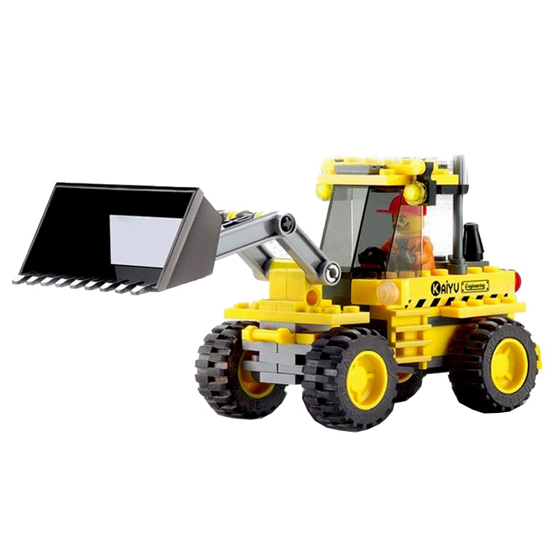 儿童益智塑料小颗粒拼插拼接拼装积木工程推土车男孩玩具 开智8042城市建筑推土机6岁以上儿童100-200块
