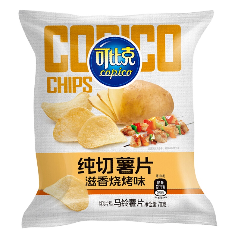 可比克纯切片薯片滋香烧烤味70g