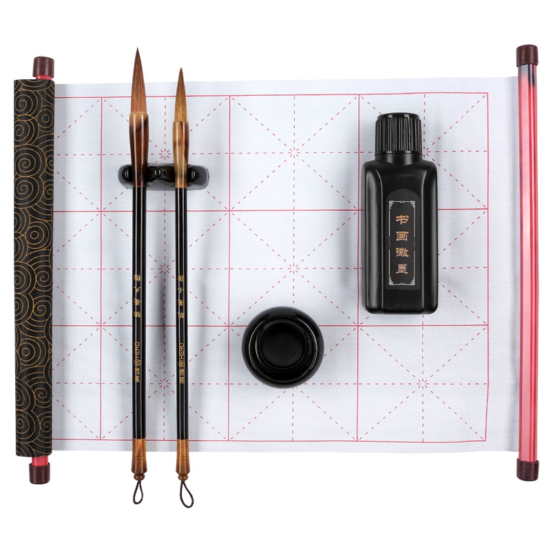 英雄(HERO)毛笔 9816/9817毛笔字帖水写布书法套装 可重用临摹学生入门水碟狼毫兼毫大楷小楷毛笔2支文房