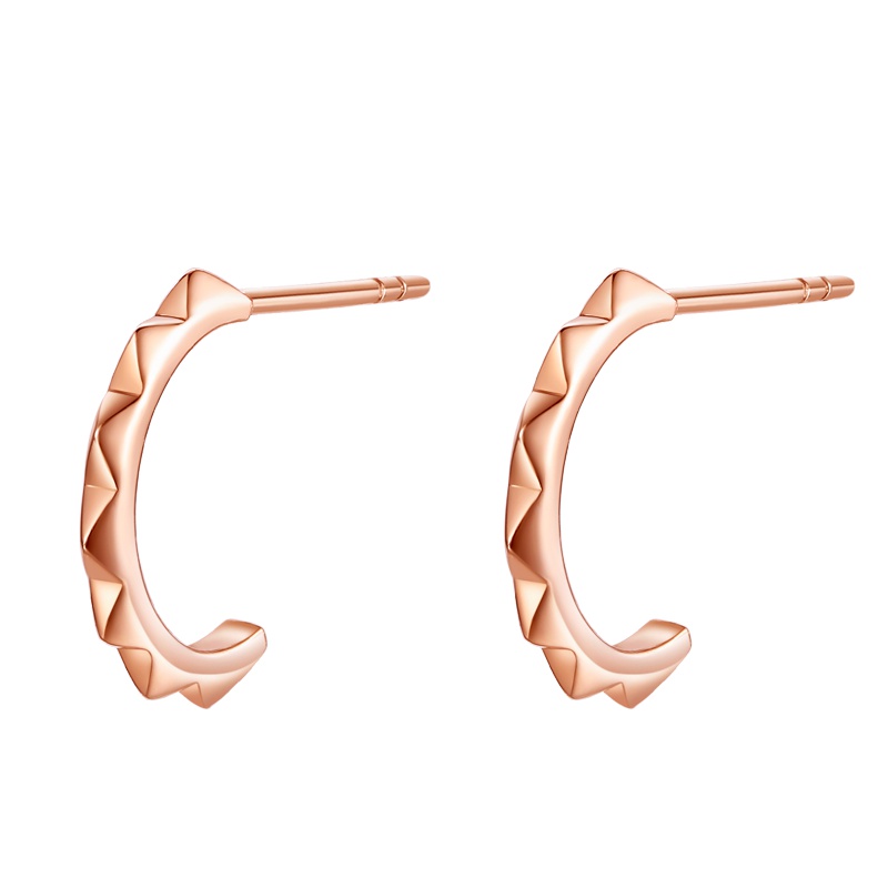 周大生 18K金环形耳饰女士款 彩金750时尚精致耳钉 送女友送老婆