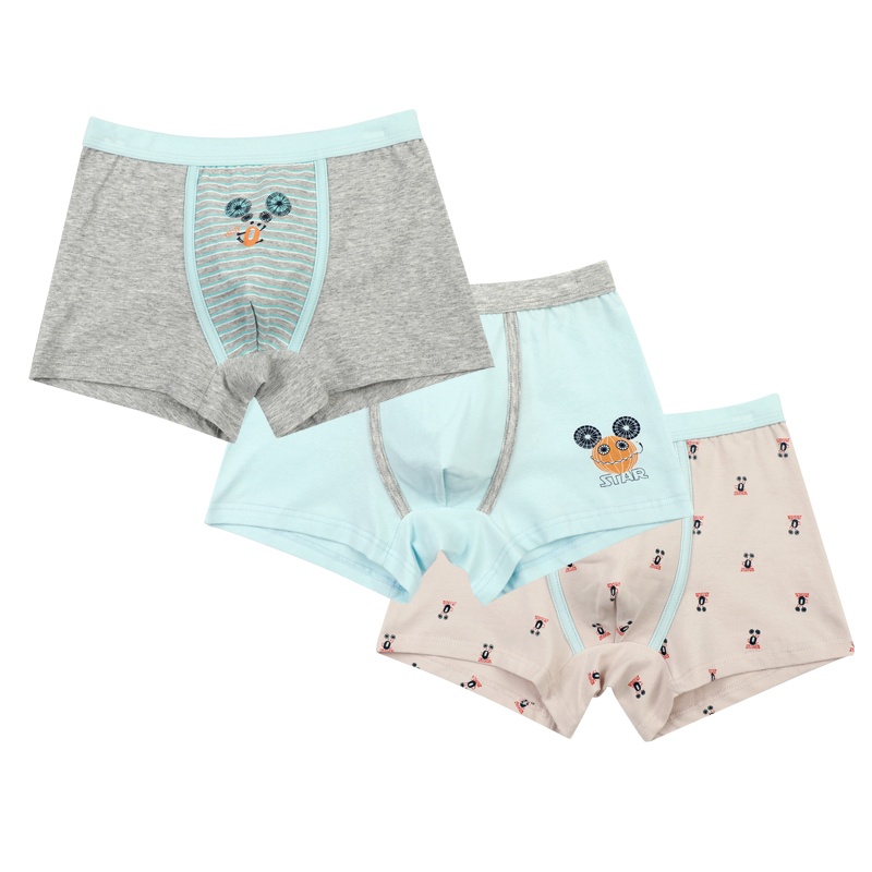 红豆儿童内裤男童平角裤宝宝棉质短裤中大童青少年短裤头三条装H0K4003