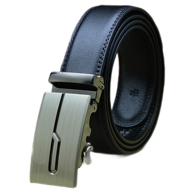 红品 男士真皮皮带 青年真牛皮自动扣腰带 男式帅气休闲黑色系裤带男 韩版时尚新潮简约男生潮流商务百搭