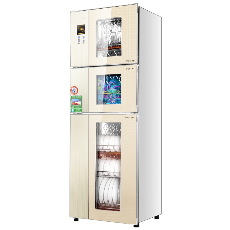 爱德(aide) ZTP198D 立式消毒柜 三门大容量家用消毒碗柜 二星级消毒紫外线消毒柜三层独立控制 418L