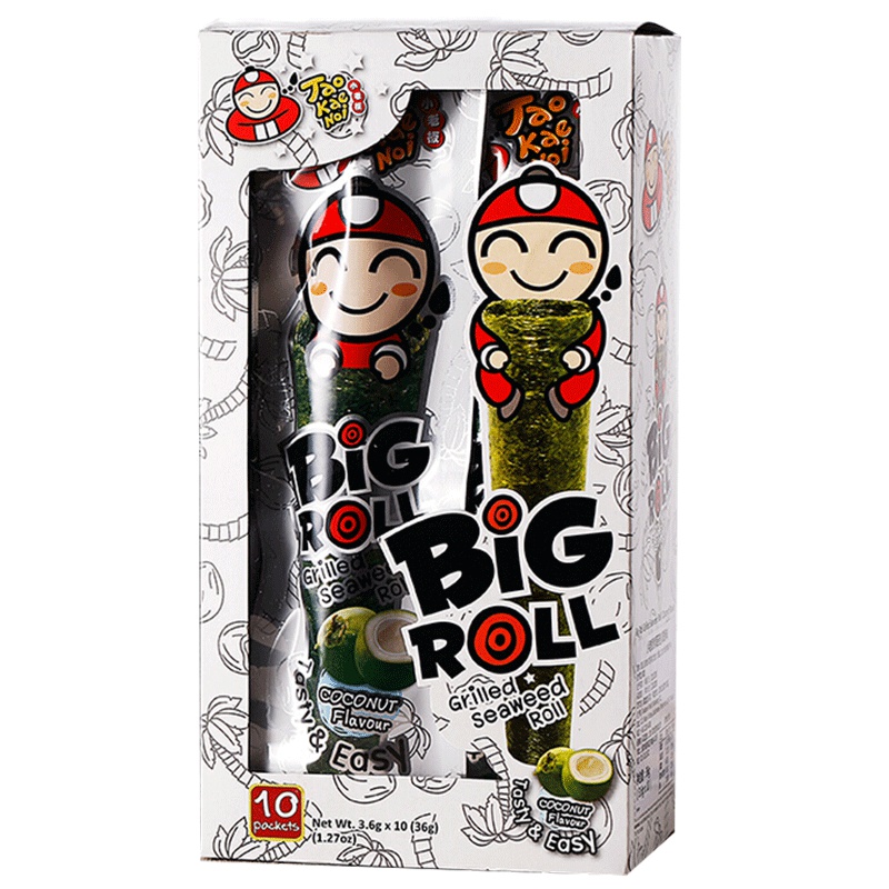 [椰子味]小老板(TAO KAE NOI)老板仔海苔卷紫菜卷椰子味 27g/盒 进口休闲零食 儿童零食 泰国进口