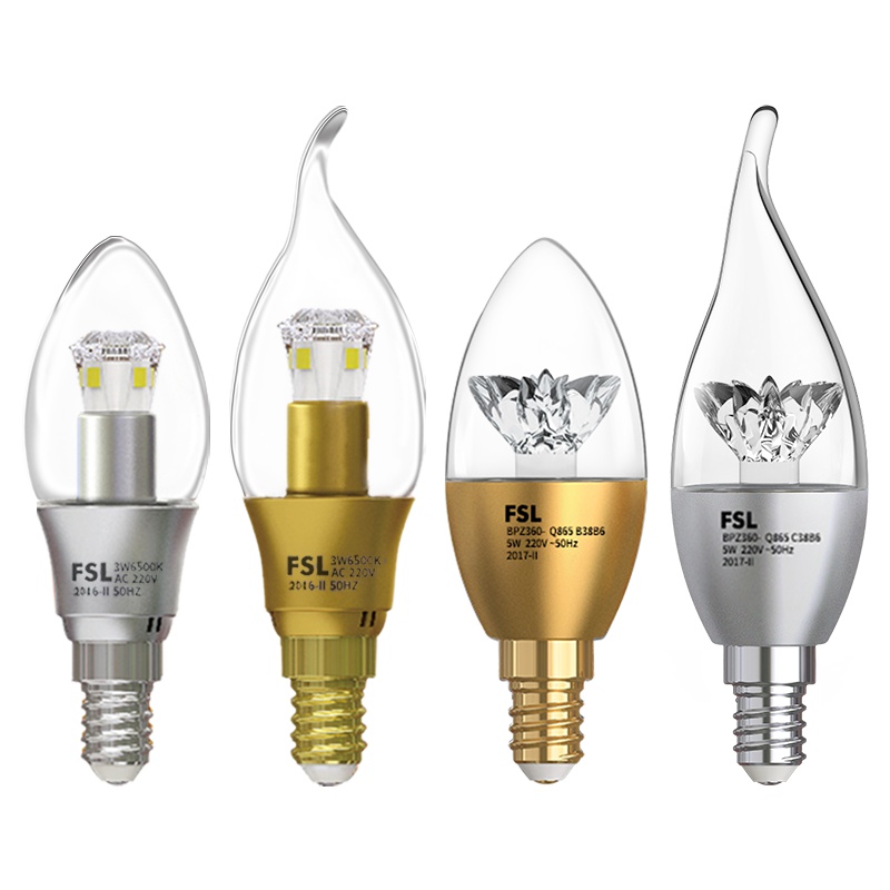 FSL佛山照明 LED光源E14小螺口蜡烛灯尖泡拉尾泡1-45W节能家用客厅3W水晶吊灯LED光源冷光(5000K以上)