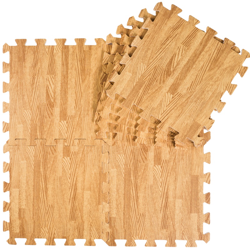 Meitoku明德PE泡沫地垫仿木纹拼接地板垫子客厅儿童游戏爬行垫 浅色木纹60*1cm(4片/包)3个月以上