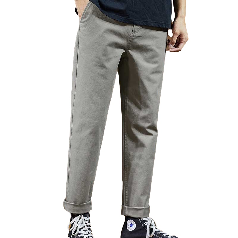 唐狮裤子男士春秋季宽松休闲长裤男韩版潮流西裤直筒百搭黑色修身