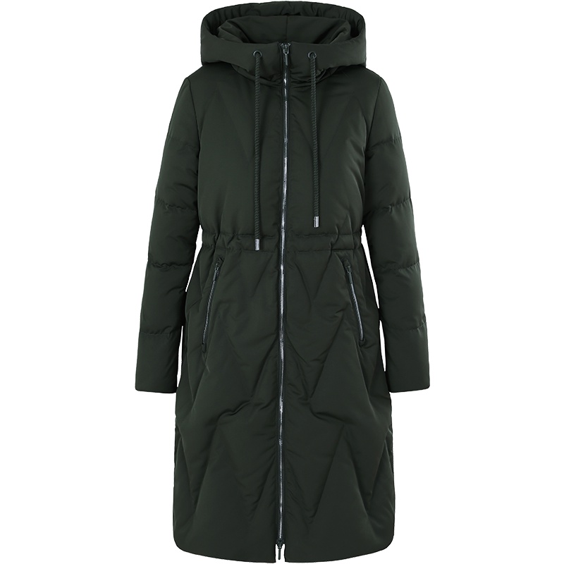 ERAL/艾莱依O2O羽绒服女中长款2018冬新款韩版收腰外套