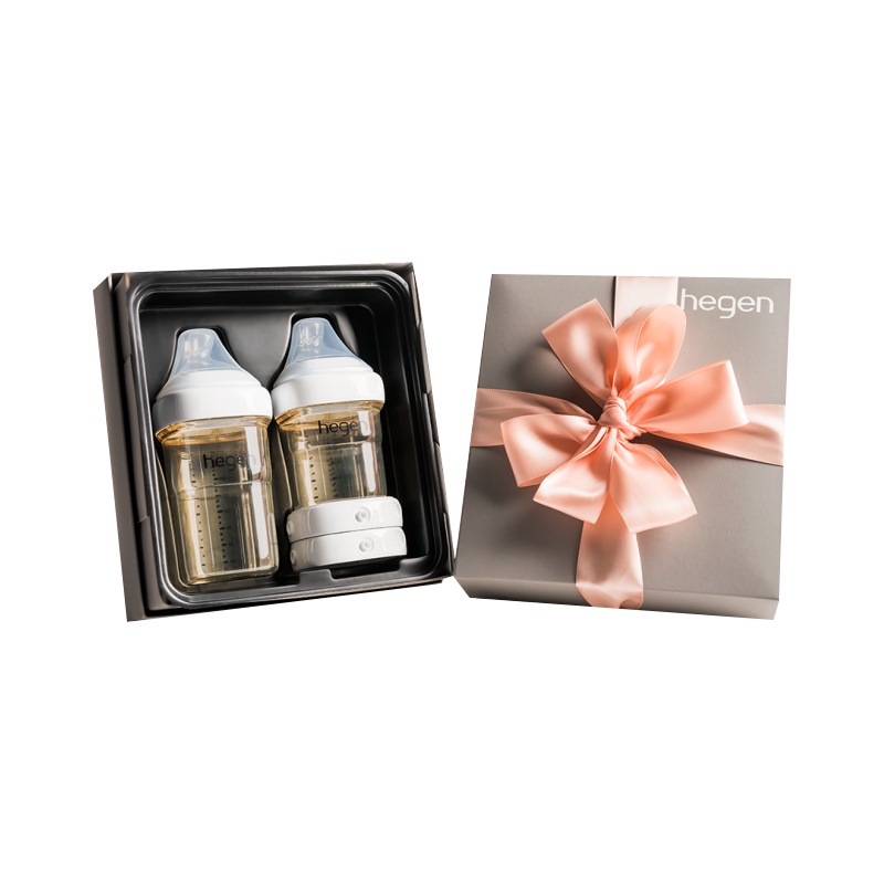 新加坡原装进口Hegen幼儿婴儿多功能PPSU奶瓶礼盒一大一小储存盖热款礼盒宽口径