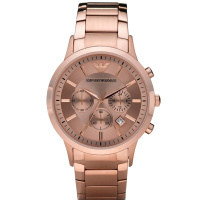 阿玛尼（ARMANI）金属质感石英男表 玫瑰金休闲商务男士手表腕表AR2452