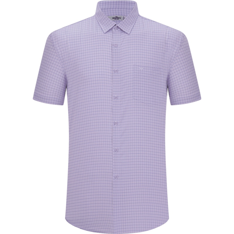 柒牌男装短袖衬衫男夏季新品商务休闲男士衬衣格子工装上衣