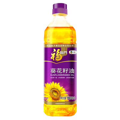中粮福临门压榨一级葵花籽油900mL/瓶家用脱壳压榨充氮保鲜食用油