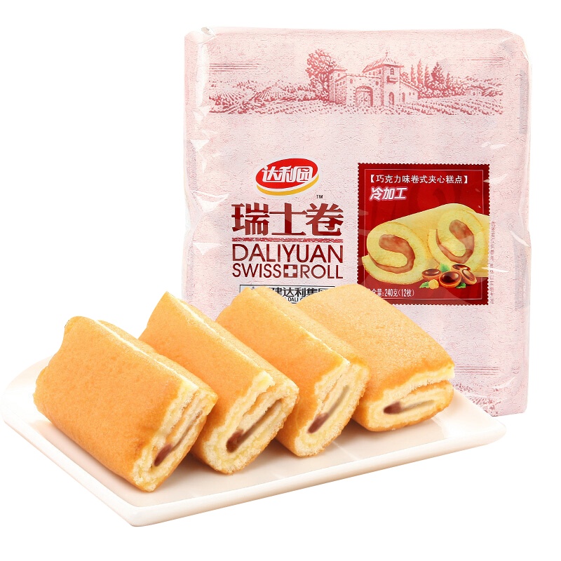 达利园瑞士卷巧克力味 240g /袋(12枚) 早餐糕点办公休闲零食