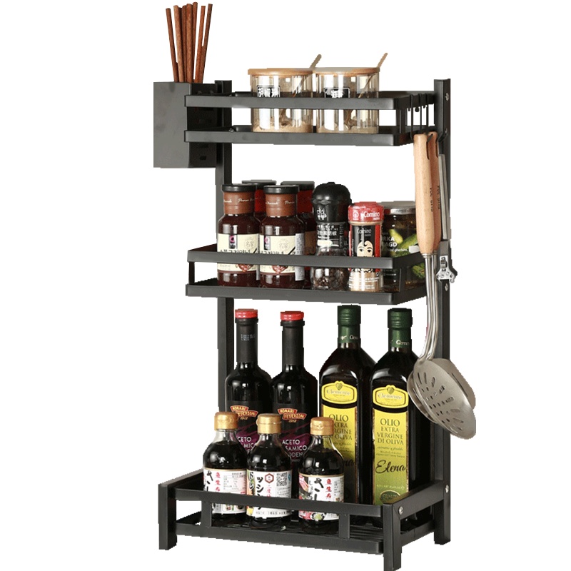 麦可可 304不锈钢厨房置物架多功能收纳调料架刀具刀架三层砧板筷子筒