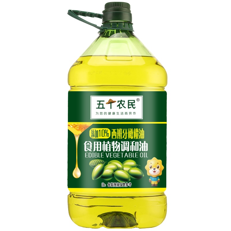 五个农民食用油 10%橄榄油调和油食用油 家用大桶植物油5升