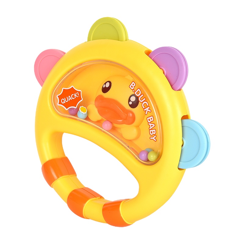 B.Duck小黄鸭七彩手摇铃婴幼儿玩具0-1岁新生宝宝早教益智可爱造型