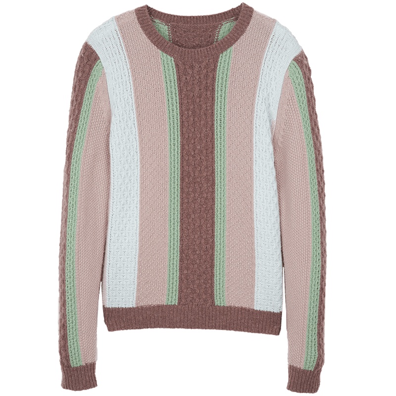 鄂尔多斯ERDOS 秋冬绞花多色圆领时尚羊绒衫女士针织衫/毛衣