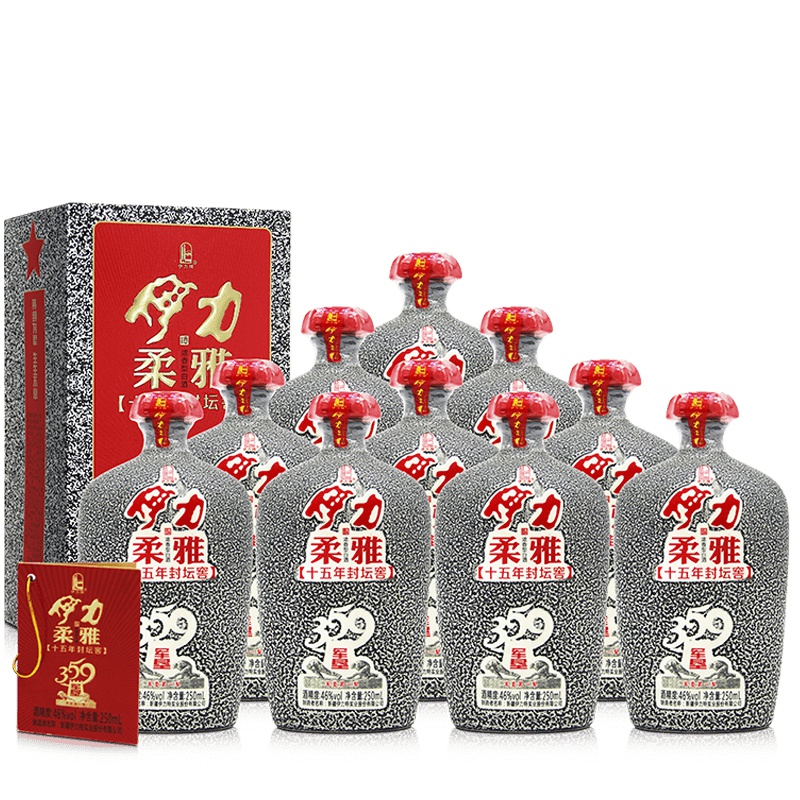 伊力特 46度伊力军垦十五年封坛窖酒250ml*10瓶 整箱装 浓香型白酒