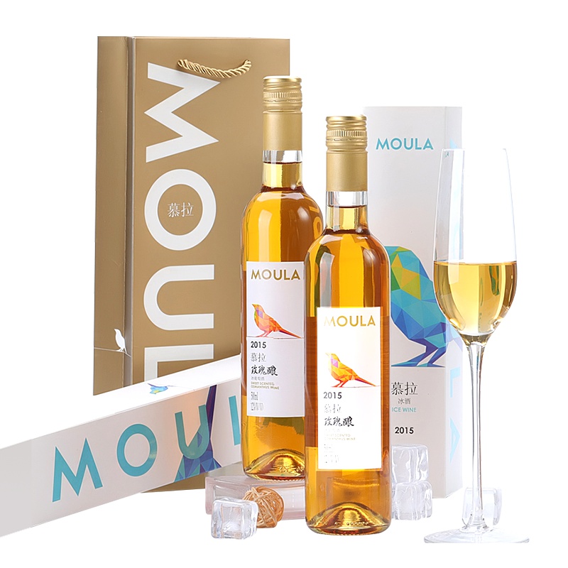 慕拉(MOULA)玫瑰酿冰酒 双支礼盒冰酒 雷司令玫瑰香甜白葡萄冰酒500ml*2瓶