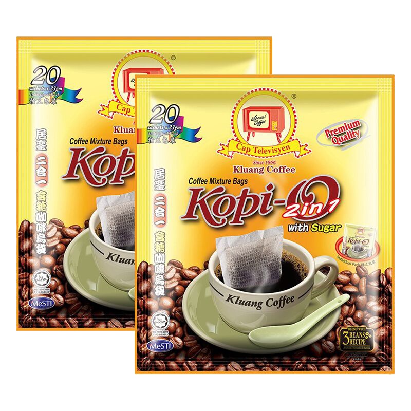 2袋装|Cap Televisyen 电视机牌 黑咖啡乌袋 2合1(含糖) 460g 袋装 马来西亚原装进口 咖啡粉