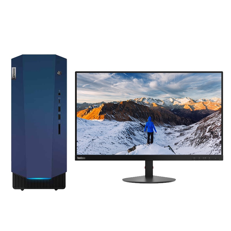 联想(Lenovo)GeekPro 新款台式机电脑 (i5-10400F 8G 1T+256G 4G独显 WIFI) 23.8英寸 游戏设计 商务办公 学习个人家用企业采购