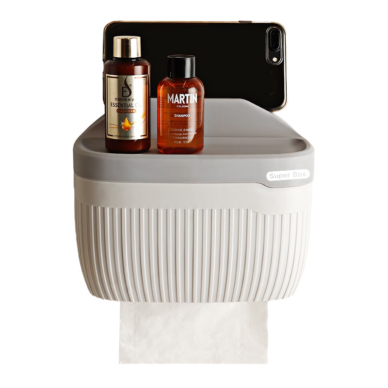 卫生间卷纸厕纸抽纸卫生纸纸巾盒纳丽雅厕所置物架洗手间浴室 免打孔 简约灰大号[适用所有纸巾]