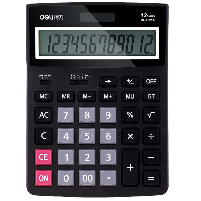 得力(deli)1521A 桌面型计算器 办公计算机 12位数大型计算器 双电源计算器 财务计算器 办公用品