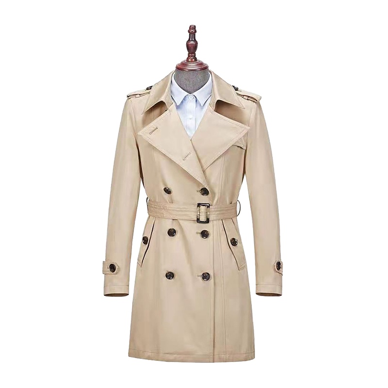 阿尼玛卿 女款翻领中长款风衣 AJW19019(卡其)/AJW19021(藏青)