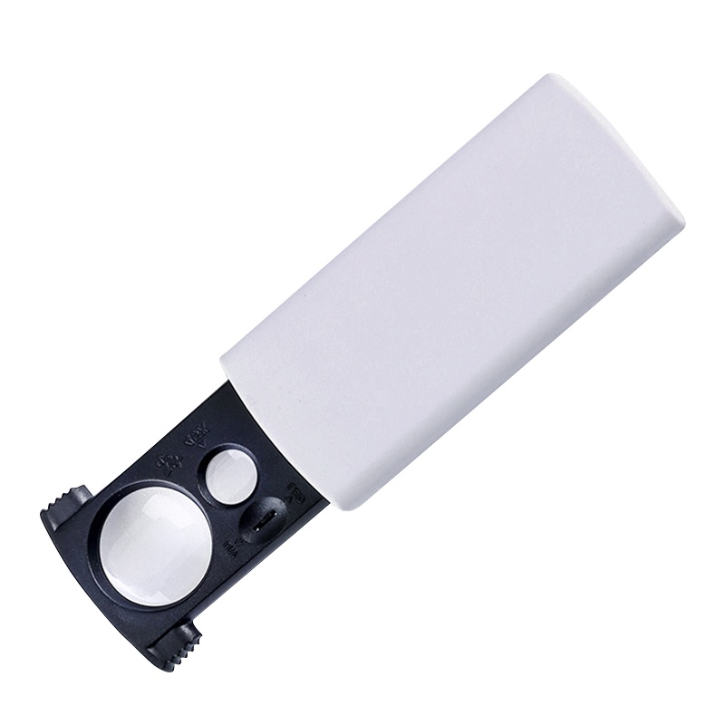 手持便携抽拉式放大镜 高倍珠宝玉石鉴定放大镜 带LED灯UV验钞灯放大镜20倍45倍放大镜