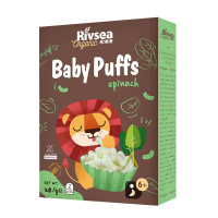 禾泱泱(Rivsea)有机泡芙条菠菜味20克 盒装米饼婴幼儿饼干6个月以上适用宝宝零食 点心