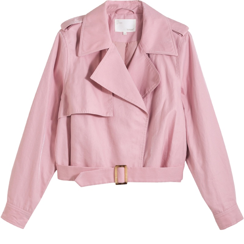 茵曼短外套2019秋装新款时尚大方领休闲百搭腰带文艺宽松长袖上衣