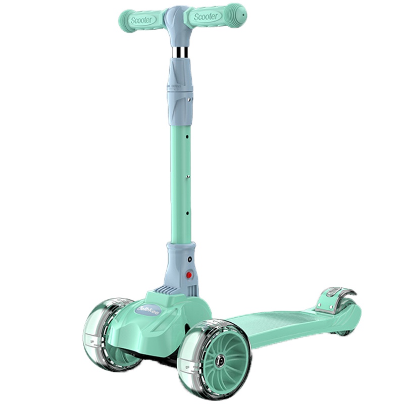 BEIBKEE 儿童折叠款滑板车溜溜可坐车小孩踏板车三轮滑滑车闪光轮送风车