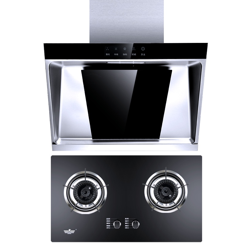 新飞 侧吸烟灶套装13立方挂壁家用大吸力油烟机燃气灶4.5KW猛火爆炒大火力煤气灶具天然气71K+JZT-B-201