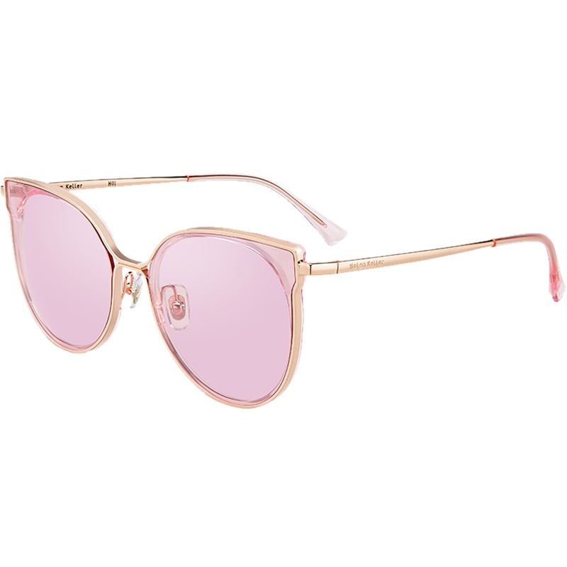 海伦凯勒 女款墨镜俏皮猫眼金属框太阳镜高清偏光驾驶镜 H8707