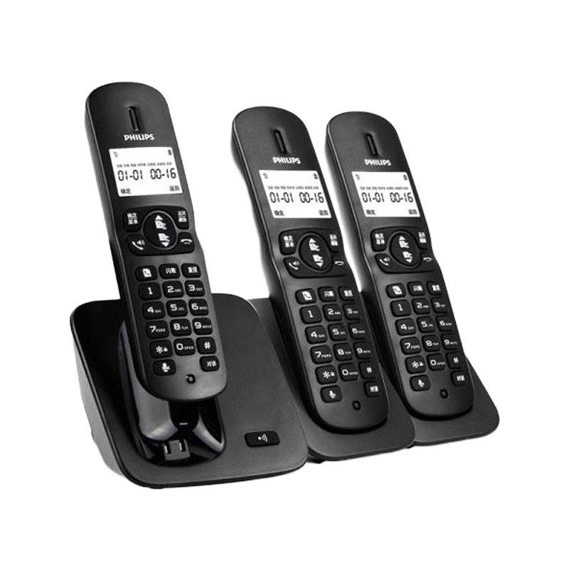 无绳电话机 子母机 办公家用 屏幕白色背光 持久待机 DCTG186(1+2)黑