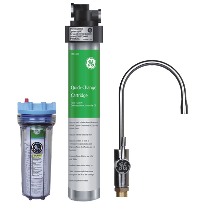 [美国进口]美国通用(GE)净水器CTO1500 厨下式家用直饮净水机 进口主滤芯 抖音同款净水器 还原阿尔卑斯山泉水