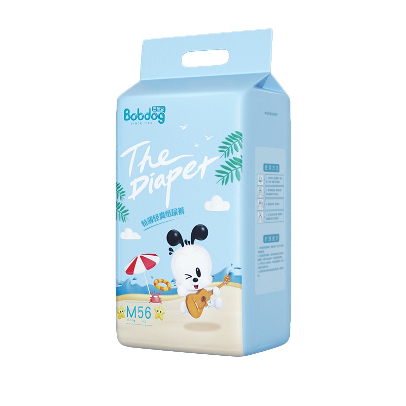 巴布豆特薄轻爽纸尿裤M56片装 男女宝宝通用尿不湿