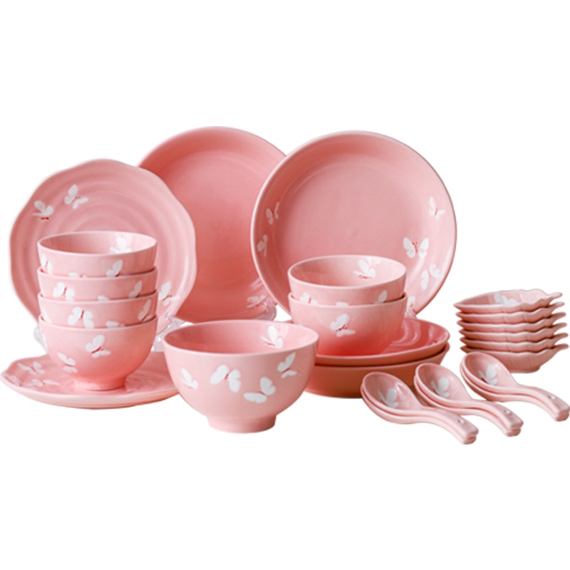 麦可可 碗碟套装家用陶瓷器碗盘子组合25件套日式吃饭碗筷餐具套装