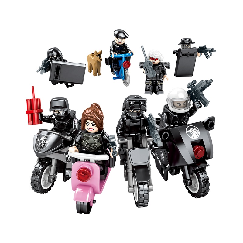 森宝军事系列黑鹰特战队8款人仔（随机一款）兼容乐高积木玩具