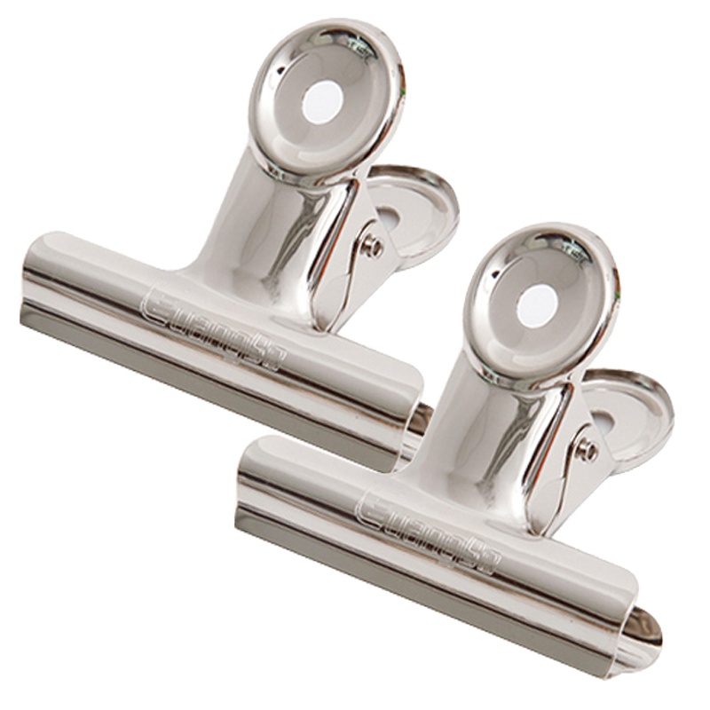 广博PJ5204票夹38MM圆形不锈钢72只办公收纳夹 圆形票夹子票据夹 长尾夹/白钢夹/票夹