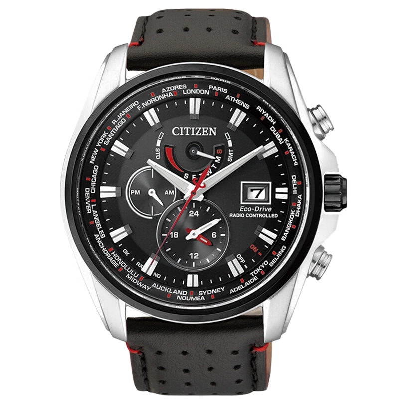 西铁城(CITIZEN)手表男士日本 光动能多局电波万年历多功能运动男表AT9037-05E
